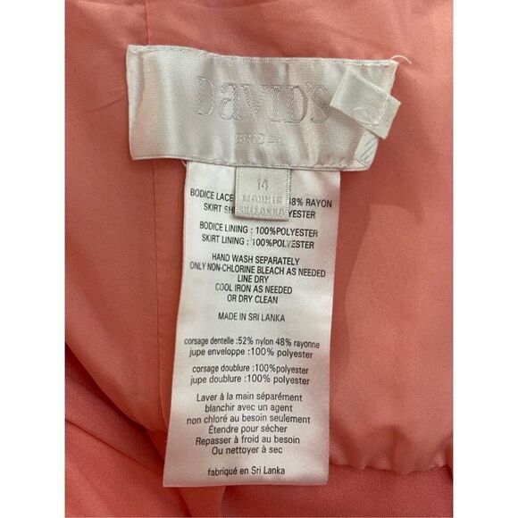 David's Bridal One Shoulder Maxi Dress -Evening Wear - Parfait Pink - Size 14 - Picture 5 of 9